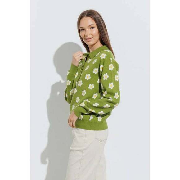 Floral Print Sweater Knit Top - Picture 3 of 7